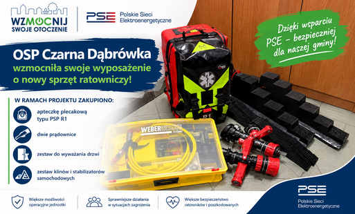Zdjęcie do OSP Czarna Dąbr&oacute;wka wzmocniła swoje wyposażenie o nowy sprzęt ratowniczy!